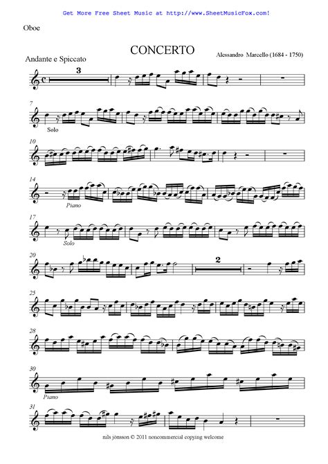  Marcello - Oboe Concerto In D Minor For Oboe And Piano by Allesandro Marcello